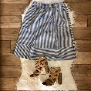 NWT J.Crew Blue Striped Midi Skirt